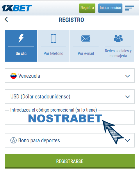 1XBET Venezuela código de bono