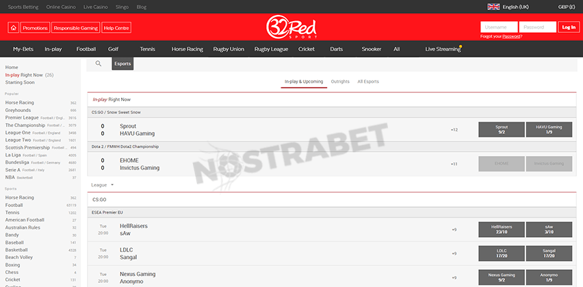 32Red Esports Betting