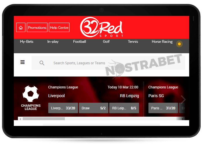 32Red Website Mobile Version