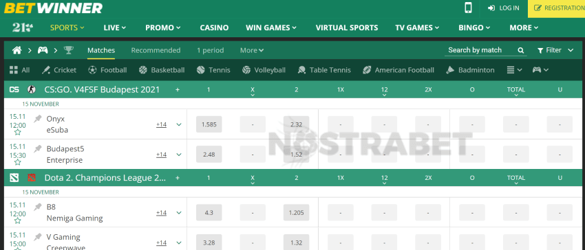 betwinner India esports events