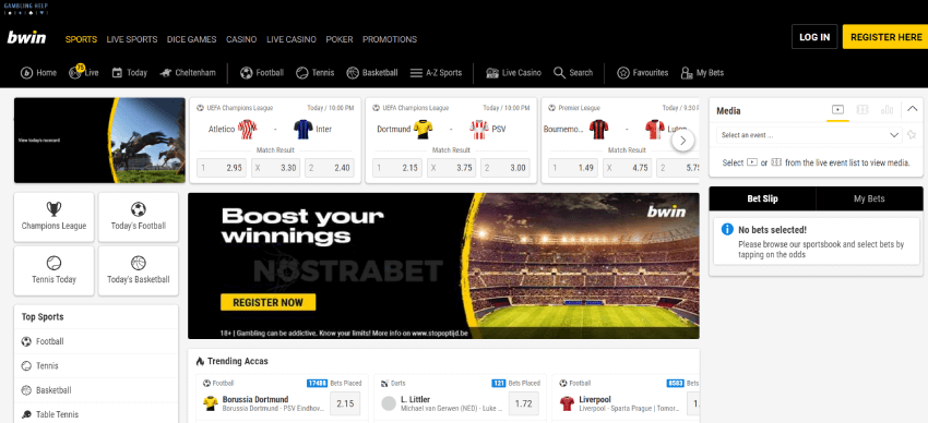 Bwin homepage