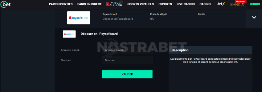 cbet dép?t avec paysafecard