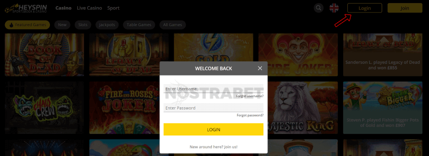 heyspin casino login