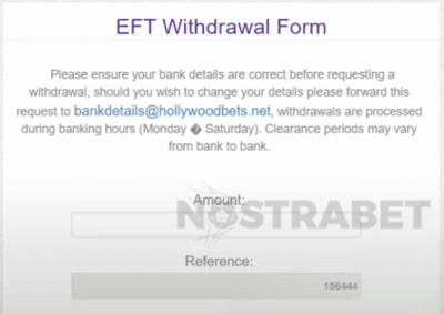 hollywoodbets withdrawal via EFT