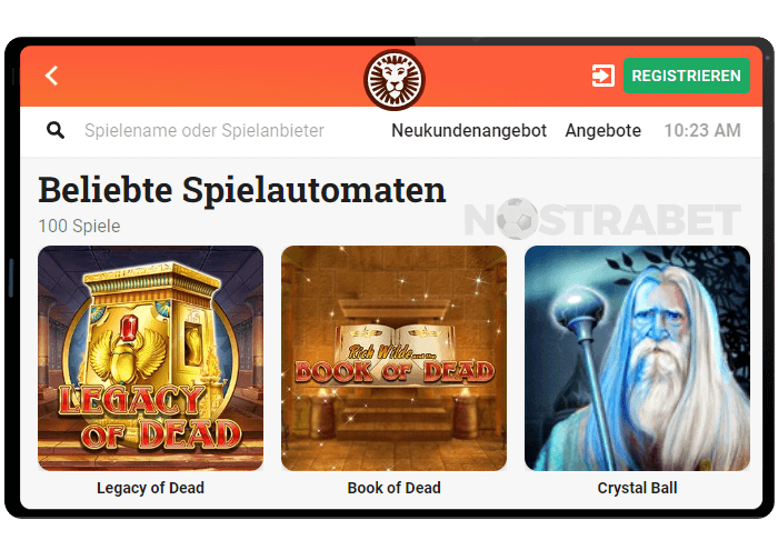 LeoVegas Casino Spielautomaten Tablet