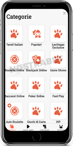 categorie di app leovegas ios