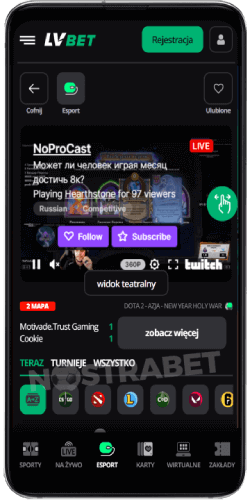 e-sporty w aplikacji lvbet na Androida
