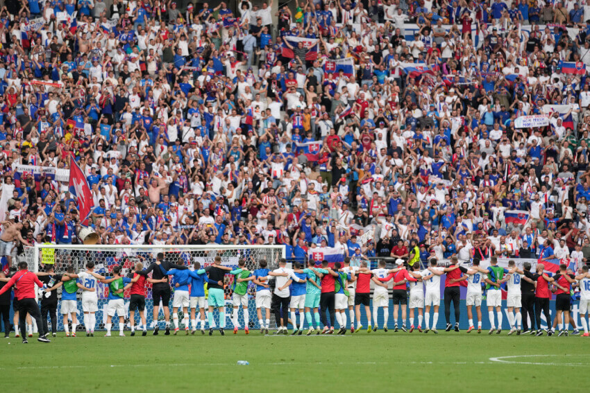 Slovakia team and fans at the UEFA EURO2024