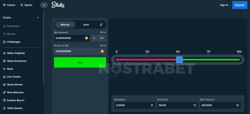 stake originals dice