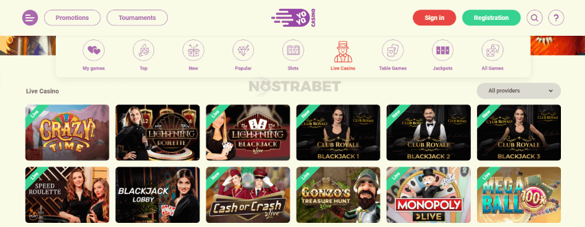 YoYo Casino Live Games